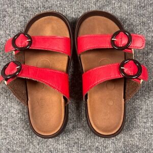 Regetta Canoe Kids Sandals Red Yellow Double Buckle Made in Japan Size 12.5 Kids